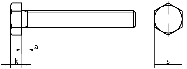 Hexagon Head<br>Set Screw<br>ISO 4017 / DIN 933